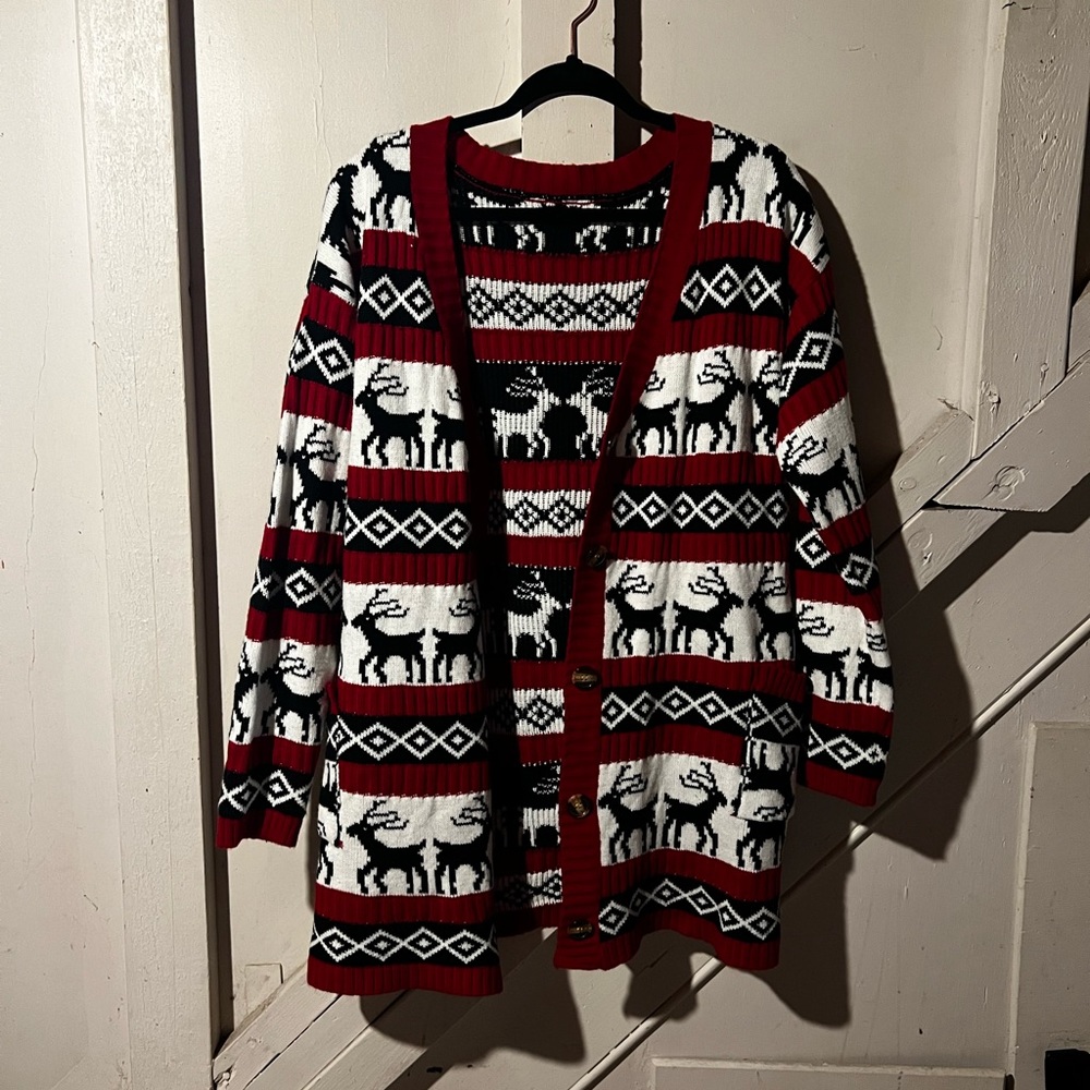 Reindeer Christmas Sweater Cardigan